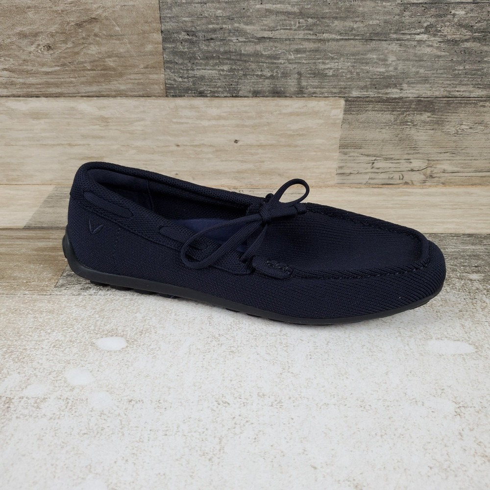 Vivaia Jackie Womens Loafer Shoes Sz 5.5 Navy Knit Comfort Slip On Square Toe